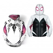 High Quality Spider Gwen Ghost Spider Fleece Zip Up Hoodie Avengers Spiderman Sweatshirts