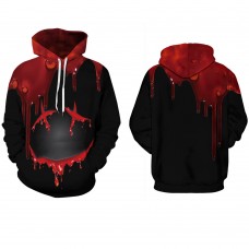 3D Print Halloween Hoodie Drop Blood Pattern Long Sleeve Suit