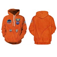 Orange 3D Print Long Sleeve Hoodie Nasa Astronaut Suit  