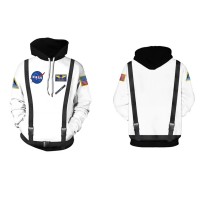 New Nasa Astronaut 3D Print Long Sleeve White Hoodie  
