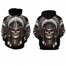 Native American Skull Pattern Hoodie 3D Print Tribal Style Set