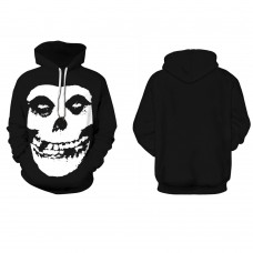 Halloween Black Hoodie 3D Print Skull Pattern Swearshirt