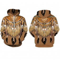 American 3D Print Pattern Long Sleeve Tribal Style Native Hoodie