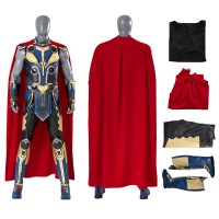 Moive Thor 4 Love and Thunder Cosplay Costume Thor Blue Halloween Suit With Cloak  