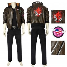 Game Cyberpunk 2077 V Cosplay Costume Male Leather Jacket