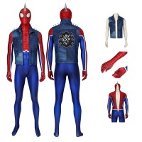 The Spider-Punk Suit Hobart Brown Cosplay Jumpsuit Spiderman Punk-Rock Suit  