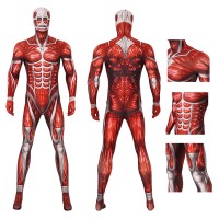 Red Lycra Jumpsuit Halloween Attack On Titan Cosplay Costumes  