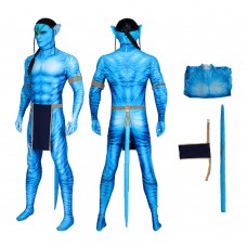 Jake Sully Blue Halloween Jumpsuit Avatar 2 The Way of Water Male Cosplay Costume