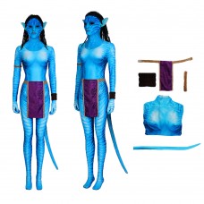 Avatar 2 The Way of Water Cosplay Costume Neytiri Blue Halloween Jumpsuit