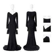 The Addams Family Cosplay Costumes Morticia Addams Black Dress for Halloween Party