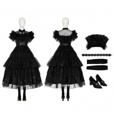 The Addams Family Black Dress Halloween Suits Wednesday Addams Cosplay Costumes
