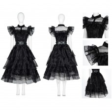 Wednesday Addams Cosplay Costumes The Addams Family Prom Dress for Halloween Party