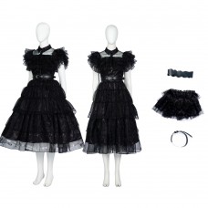 The Addams Family Wednesday Addams Black Dress Cosplay Costumes
