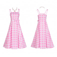 2023 Barbie Film Cosplay Costume Margot Robbie Barbie Pink Dress Full Set