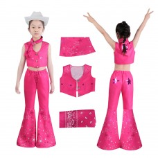 2023 Doll Movie Barbie Halloween Costume Kids Barbie Pink Cosplay Suit