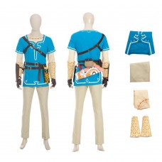 Link Cosplay Costume Game The Legend of Zelda Breath of The Wild Link Satin Suit