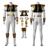 Mighty Morphin Power Rangers Tommy Oliver White Power Ranger Cosplay Costume Full Set  