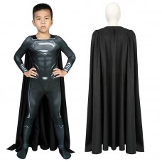 Kids Justice League Clark Kent Superman Cosplay Costume Superman Black Jumpsuit