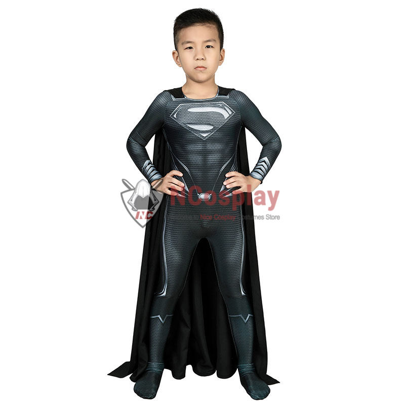 Justice League Clark Kent Superman Cosplay Costume Superman Black Jumpsuit For Kids