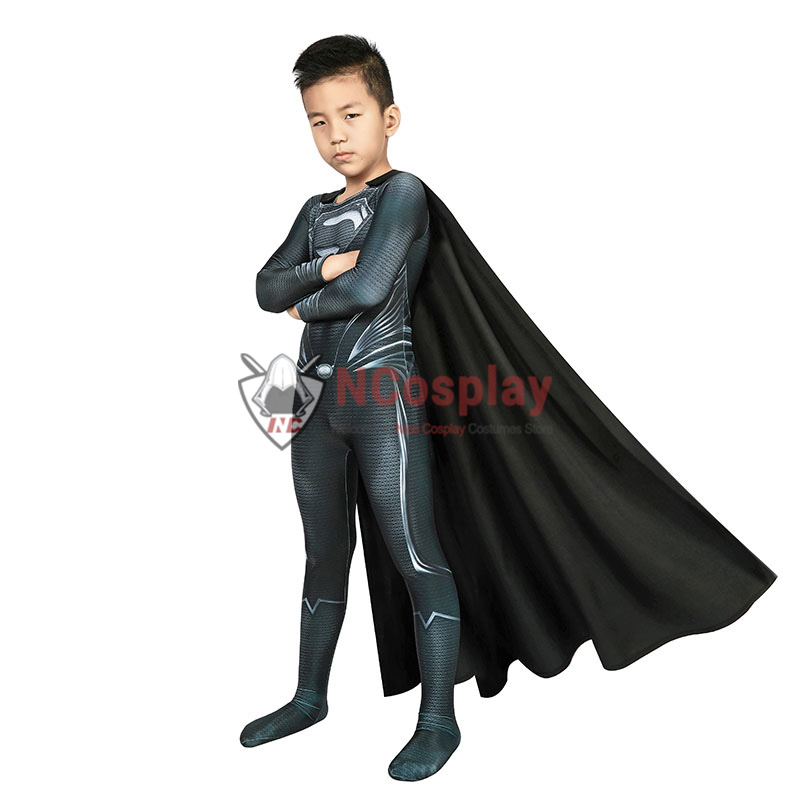 Justice League Clark Kent Superman Cosplay Costume Superman Black Jumpsuit For Kids
