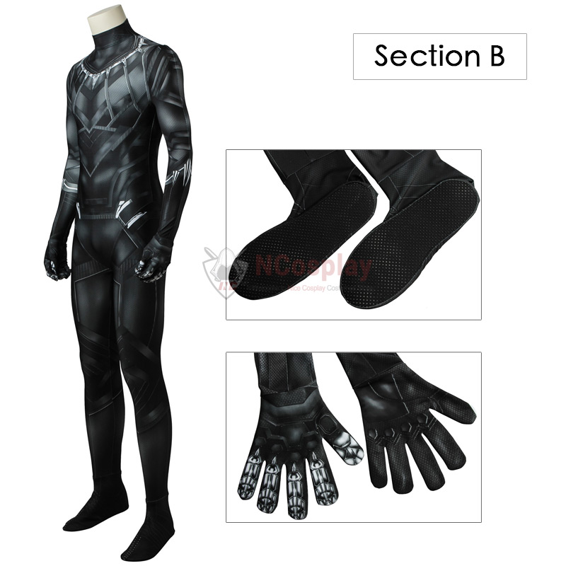 Captain America Civil War Black Panther Jumpsuit T'Challa Cosplay Costume Suit