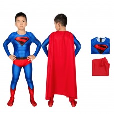 Kids Superman Clark Kent Jumpsuit Cosplay Costume With Cloak