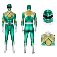 Green Power Rangers Jumpsuit Mighty Morphin Power Rangers Burai Dragon Ranger Cosplay Costume  