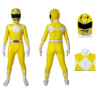 Kids Yellow Ranger Suit Mighty Morphin Power Rangers Cosplay Suits  