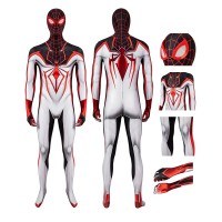 Spider-Man TRACK Suit White Spiderman Miles Morales Cosplay Costumes  