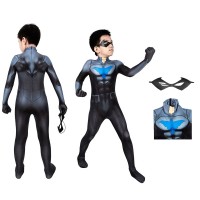 Kids Nightwing Cosplay Jumpsuit Movie Batman Titan Suit  