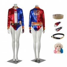 Movie Suicide Squad Cosplay Costume Harley Quinn Leather Suit