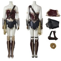 Wonder Woman Halloween Outfit Diana Prince Cosplay Costume Leather Improved Version  
