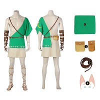 Game The Legend of Zelda Breath of The Wild 2 Leather Suit Link Cosplay Costume  