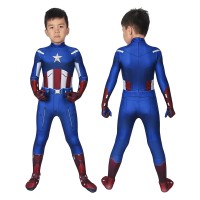 Kids Captain America Jumpsuit Avengers 1 Steve Rogers Cosplay Suit  